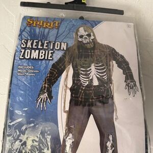 Spirit Halloween Skeleton Zombie Child Costume Medium 8-10 Halloween Mask Gloves